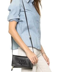 Tory Burch Thea Mini Foldover Crossbody in Black
